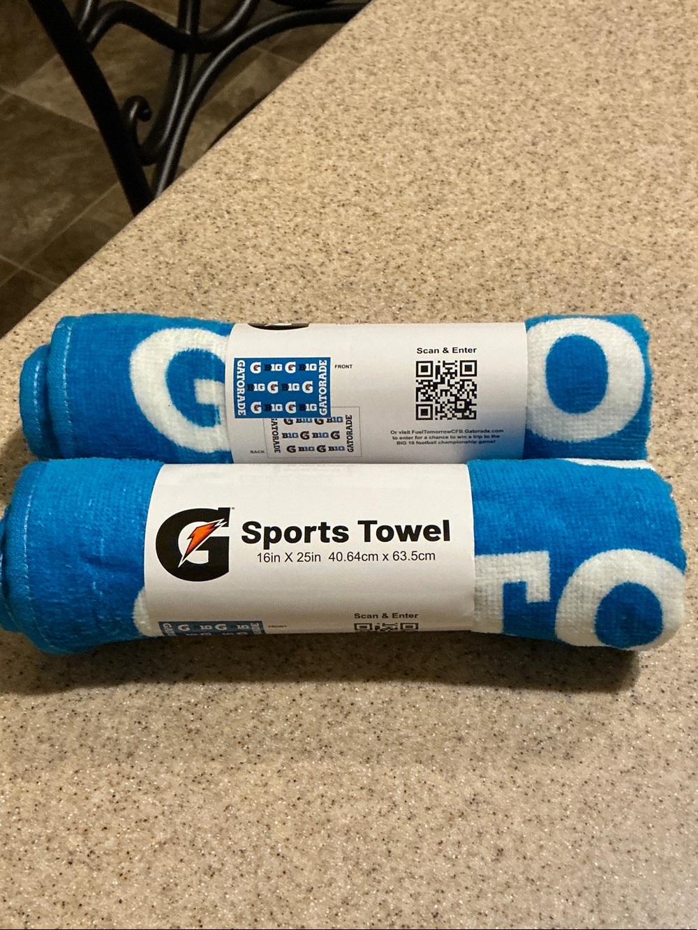 Lot of 2 Gatorade Sports Towels Blue BIG 10 BIG Logo 16x25” NIP